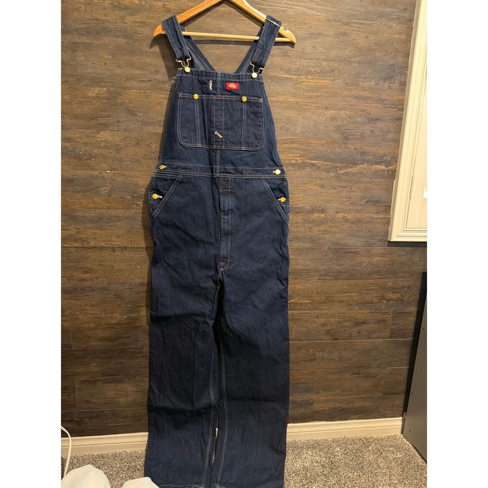 Dickies Mens Indigo Blue Denim Bib Overalls Workwear 83294NB 34x36